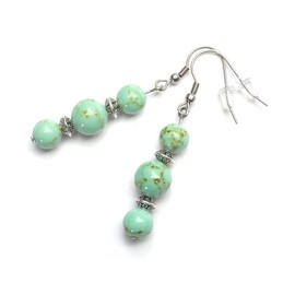 Schicke und klassische baumelnde Thurcolas-Ohrringe aus blauem, rekonstituiertem Türkis und Edelstahl