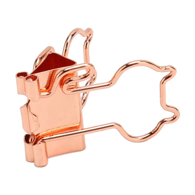 100 Pcs Binder Clips Metal Hollow Cat Shape Rose Gold