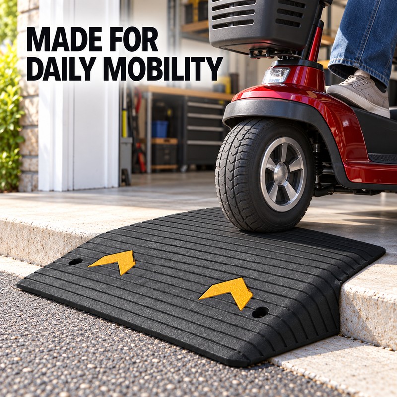 SucceBuy 3-Inch Rubber Threshold Ramp, 35.5 x 18 In Non-Slip