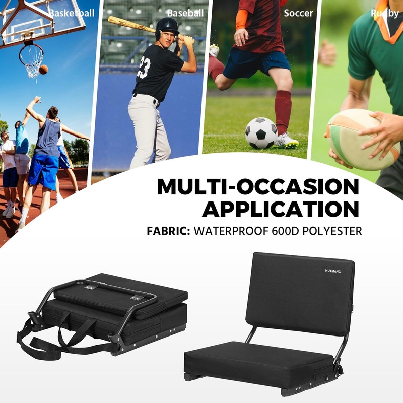 HUTMANG Chair - Stadium Seat with Back Support, Padded Foam