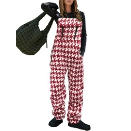 Yousify Women's Fleece Warm Overalls Winter Fuzzy Thick Adjustable Strap Bib Overalls Loose Casual Jumpsuits with Pockets