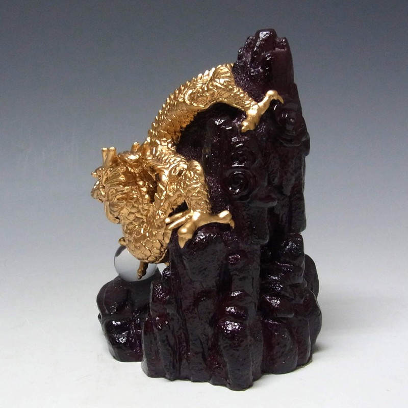 風水山水龍 金龍下山（小）13cm 置物