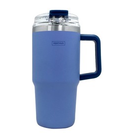 NERTHUS FIH 1435 tazza termica 600 ml blu con coperchio cannuccia ideale per lavoro auto viaggi