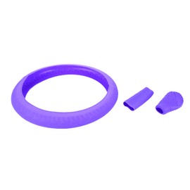 Modengzhe Steering Wheel Hand Brake Lever and Shift Knob Silicone Cover Kit, 3D Oval Anti-Slip Design Protective Case (Purple)
