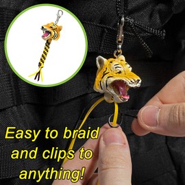 West Coast Paracord Rex Head Keychain Kits – Rexlace Cord Braiding Kit with Hand Painted Animal Heads and Metal Clasp – Instructions Included (Puppy)