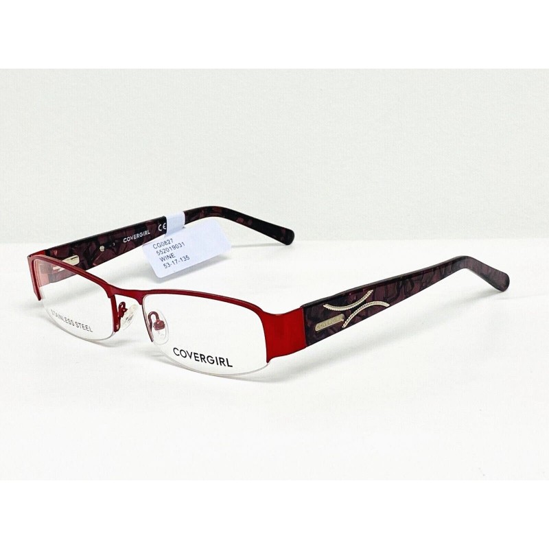 COVERGIRL Womens Covergirl Eyeglasses CG827 Red Half Rim Frames 53