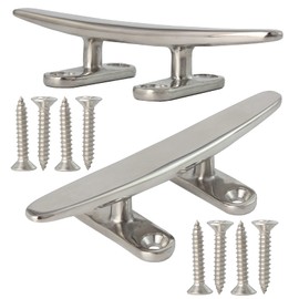 VEITHI 6 inch 316 Stainless Steel Dock Cleat Marine Boat Open Base Flat Top (2 Pack), Include Installation Accessories 316 Screws