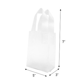 SSWBasics Small Clear Frosted Plastic Shopping Bags - 5" x 3" x 7" - Case of 100