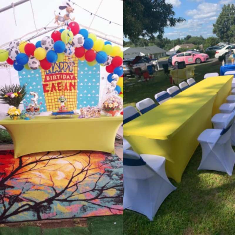 Skyour Stretch Spandex Tablecloth 4FT/5FT/6FT/8FT Foldable Rectangle Elastic Fitted Tablecloth