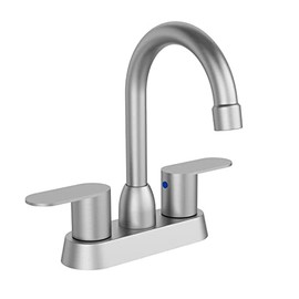 Brushed Nickel 2-Handle RV Bathroom Faucet with 360° Swivel & Water Saving System - Modern 4-Inch Centerset for Home & Public Use