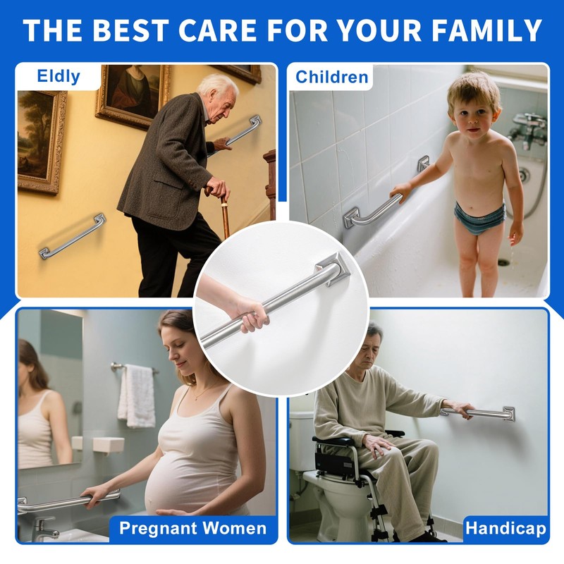 Bathroom Grab Bars Stainless Steel Handrail ADA Compliant 500lbs bathtubs