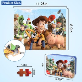 Puzzles for Kids Ages 4-8,Kids Puzzles in a Metal Box, Cute Toys Puzzles,Children Boys Girls Learning Educational Puzzles Packed in Tin Box,100 Pieces