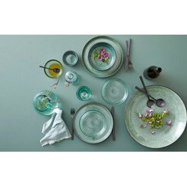 BITZ Stoneware Soup Bowl, 18 cm Diameter, Black/Green