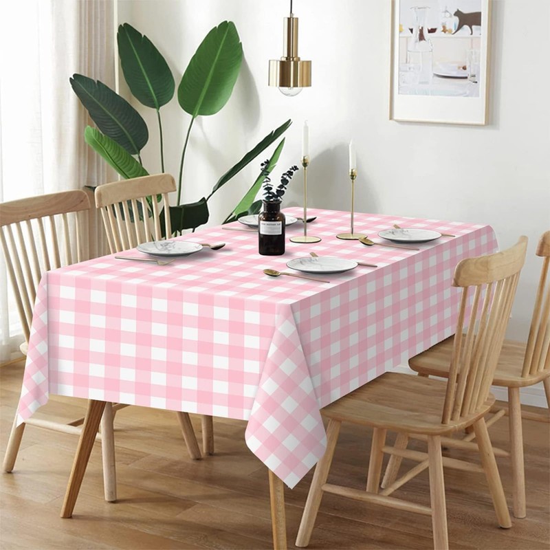 2pack Red and White Gingham Checkered Table Cloth Party,137*274cm Wipe