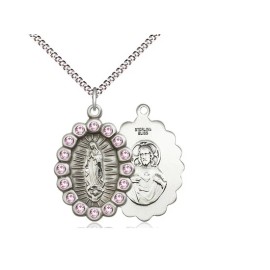 Bliss Sterling Silver Our Lady of Guadalupe Medal Pendant Necklace 18" Chain GiftBox