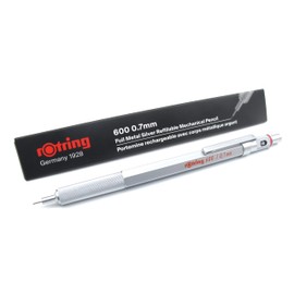 rOtring 600 Premium Mechanical Pencil | 0.7mm | Silver Metal Barrel | Non-Slip Knurled Grip | Hexagonal Barrel | Gift Boxed