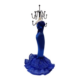 Mannequin Elegant Dress Jewelry Earring Necklace Stand Display Holder Tree Organizer Blue