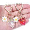 jeunecheval Strawberry Bag Charms Cute Heart Keychains Accessory for Purse