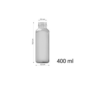 Nipter Plastic Bottles for Filling, Square Bottles, Transparent Smoothie Bottle, Drinks Bottle, PET Bottle with Screw Cap, 400 ml x 12 Pieces