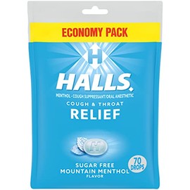 Halls Mentho-Lyptus Menthol-Cough Suppressant/Oral Anesthetic, Mountain Menthol,70 ct
