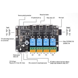 BEVRLink 4 Channel Relay 4 Manual Test Buttons 12V Relay 4 CH for Raspberry Pi and Other Single Board Computers and Microcontrollers Like Arduino, ESP8266 ESP32 and More