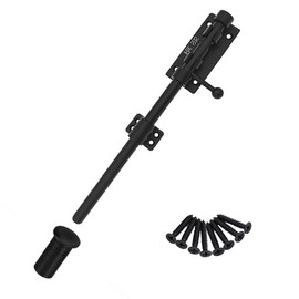 Sliding Bolt Gate Bolt Thickened Heavy Duty Door Bolt Lock 304 Stainless Steel Bolt Bolt Black Solid Gate Lock Door Latches with Screws and Dust Container