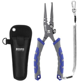 Booms Fishing XW12 Fishing Pliers High Carbon Steel Needle Remover Hook Remover Split Ring Opener Sinker Sinker Rope and Dedicated Nylon Case (8.5 inch)