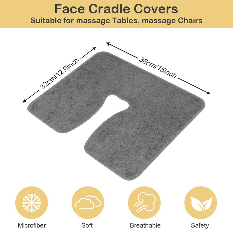 SINLAND Microfiber Reusable Face Cradle Covers, Grey, 5 Pack