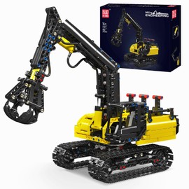 Mould King 17077 Hydraulic Wood Grabber Truck Model Kits, Log Grapple Truck Construction Vehicles Model with Air Pumps, STEM Building Toys for Kids