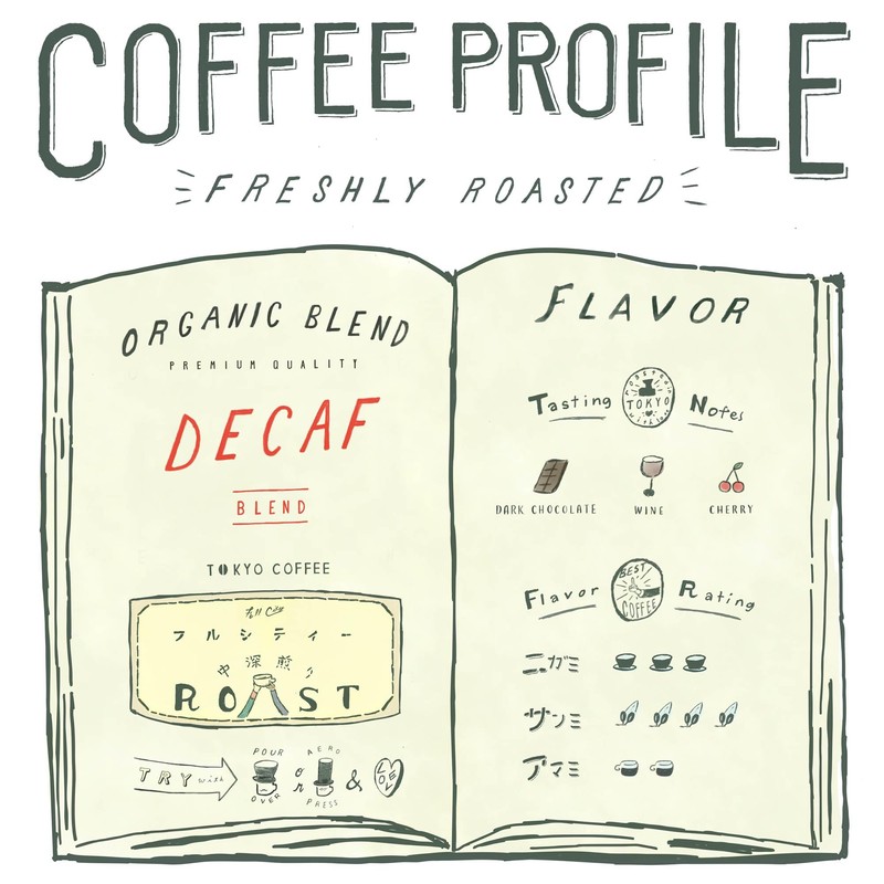 TOKYO COFFEE【Decaf Mocha Blend】Organic Caffeine-Free Ethiopian Coffee Beans (Whole Beans