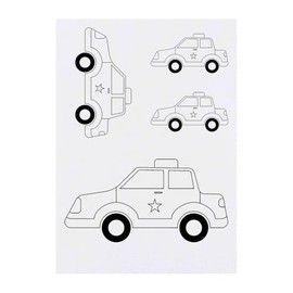 4 x 'Police Car' Temporary Tattoos - Water Resistant, Skin-Safe, Non-Toxic Transfers, Mixed Sizes (TO00082252)