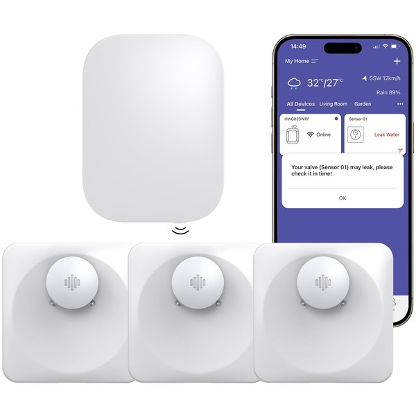 Onherm Smart Water Detector, WLAN Water Sensor, Detection Range 100
