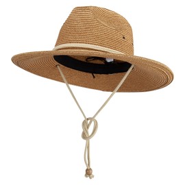 Jeanne Simmons Men's UPF 50+ Chin Cord Safari Hat (L, Tan)