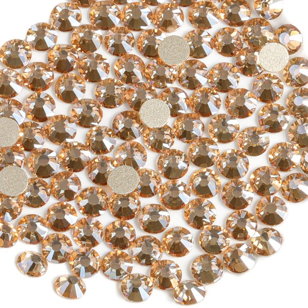Beadsland 144 Pieces Flat Back Crystal Rhinestones Round Gems, Golden
