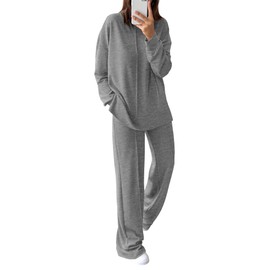 BTFBM Women Fall Fashion 2025 2 Piece Outfits Sweatsuit Set Jogger Sweatpants Matching Lounge Sets Airport Tracksuit(Grey,Small)