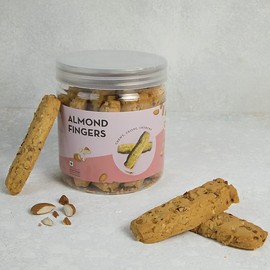 metrey Almond Fingers - 250g| Gourmet Biscuit with Real Almonds | Artisanal Cookies |Eggless Gourmet Biscuits | Best paired with Tea & Coffee Snack
