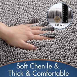 Yimobra Toilet Rug U-Shaped Set 2-Piece, Soft Absorbent Quick-Dry Contour Bathroom Rugs for Toilet, Machine-Washable, Toilet Bath Mat, Non-Slip, Bath Rugs for Bathroom, 24x20 + 24x17, Grey