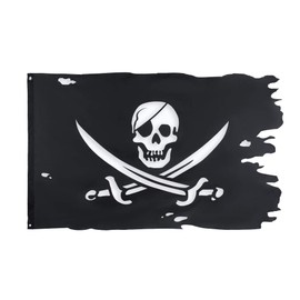 Bandera pirata Jack Rackham de FLAGLINK Jolly Roger Broadsword Old Skull Bones, Ragged Broadsword