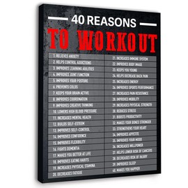 Gwisml 40 Reasons To Workout Wall Art,Inspirational Exercise Fitness Canvas Frame Paintings For Gym Sports Room Home Workplace Wall Art Decor