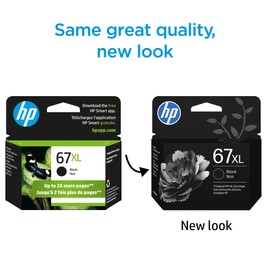 HP 67XL Black High-Yield Ink Cartridge | Works with DeskJet 1255, 2700, 4100, Envy 6000, 6400 Series | Eligible for Instant Ink | 3YM57AN | Packaging May Vary