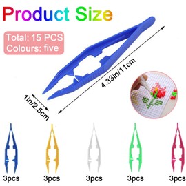 15 Stück Pinzette aus Kunststoff, Handwerk, Pinzette, antistatisch, nicht leitend, Perlen, Pinzette, 100 mm, Perlen aus Kunststoff, Pinzette für Heimwerker, Schmuckherstellung, Handwerk