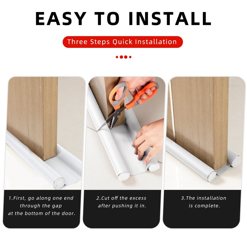 2 PACK Double Under Door Draught Excluder, 37.8 inch Door