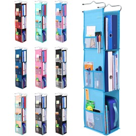 ABRA® 3 Shelf Hanging Locker Organizer for School, Gym, Work, Storage | Deep Shelves 6.5”x 9”| Eco-Friendly Fabric Healthy for Children | Adjustable School Locker Shelf from 3 to 2 Shelves (Sky Blue)