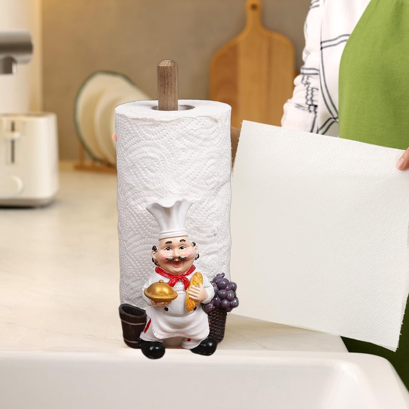 Osuter Standing Kitchen Roll Holder, Wooden Kitchen Roll Holder, Rubber
