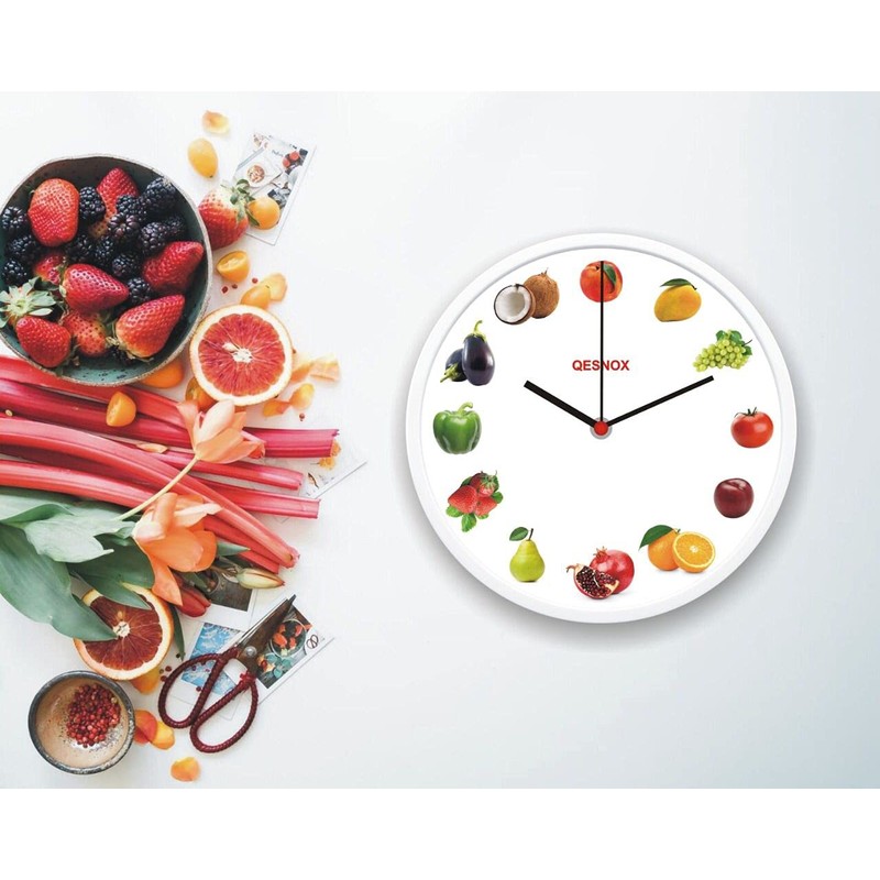 Qesnox Kitchen Clock, Kitchen Wall Clock Sweep Silent Non Ticking