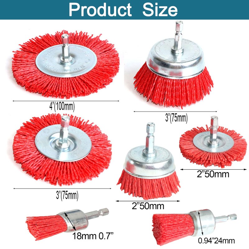 10 Pack Nylon Filament Abrasive Wire Brush Wheel & Cup