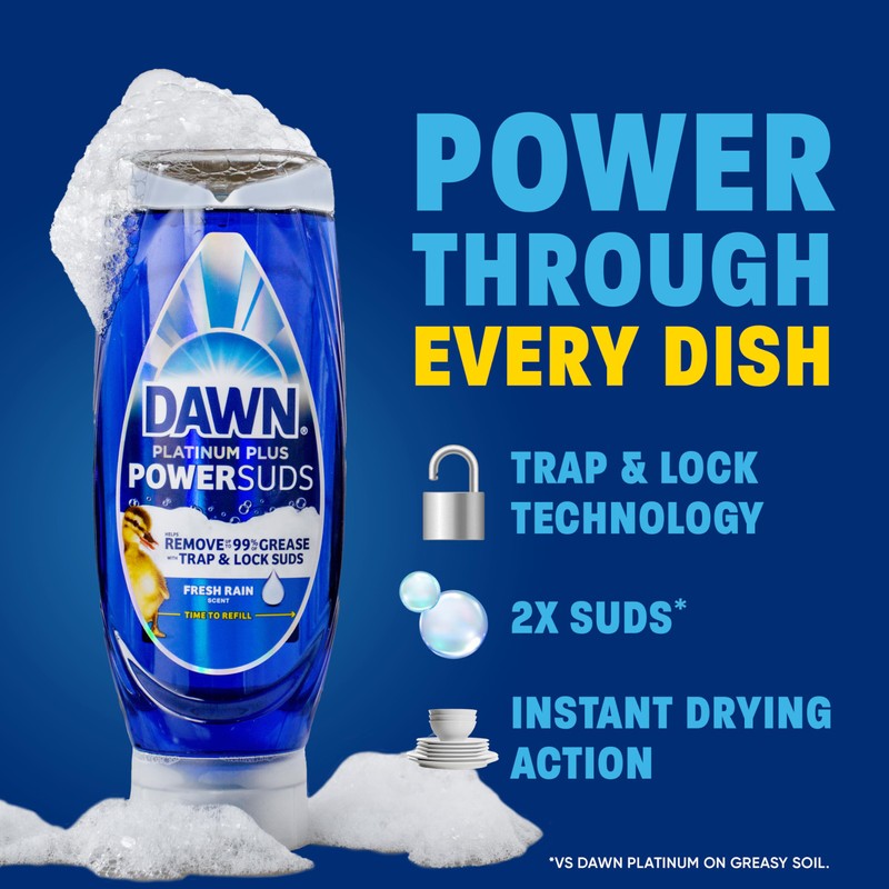 Dawn Platinum Plus PowerSuds Liquid Dish Soap, 17.4 oz. EZ-Squeeze