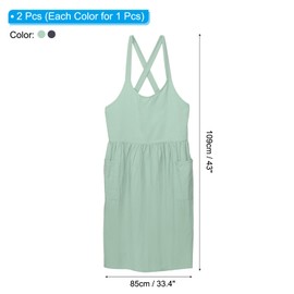HARFINGTON 2 Pack Cotton Chef Aprons 85x109cm Cross Back Kitchen Cooking Apron with 2 Pockets Pinafore Dress for Men Women Chef, Grey/Light Green