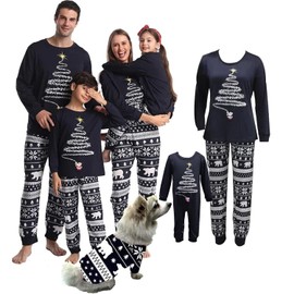 BIRW 2025 Women Size 3XL Christmas tree fireworks red top,Bear red and white striped pants Family Christmas Pajamas Matching Sets Xmas Pjs for Womens Mens Holiday Home Sleepwear Set Jammies