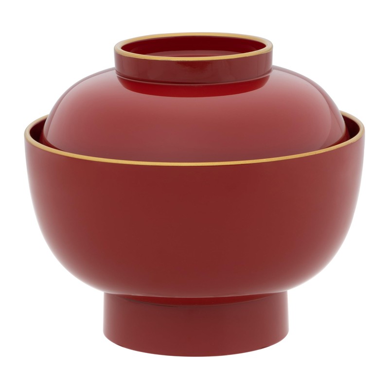 yam002 Yamanaka Lacquerware Zoni Bowl Soup Bowl with Lid, Large,